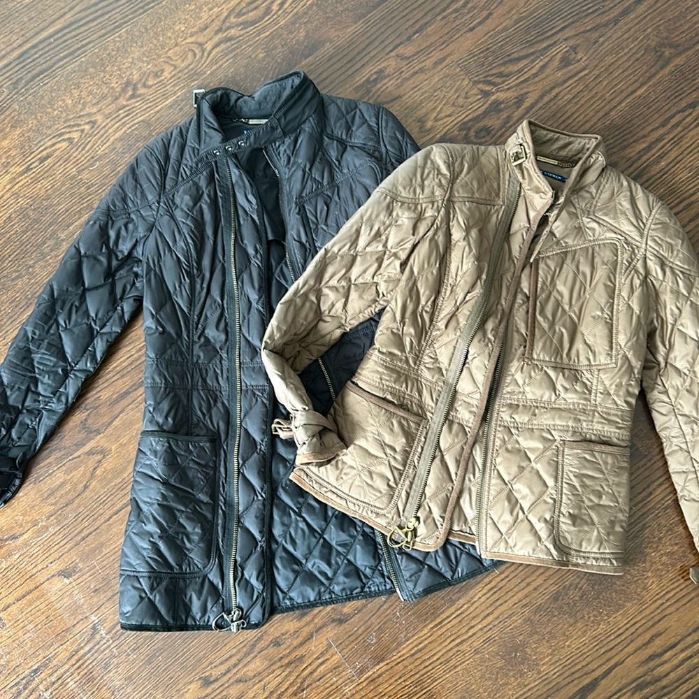 Ralph Lauren quilted jacket set black and tan, size small